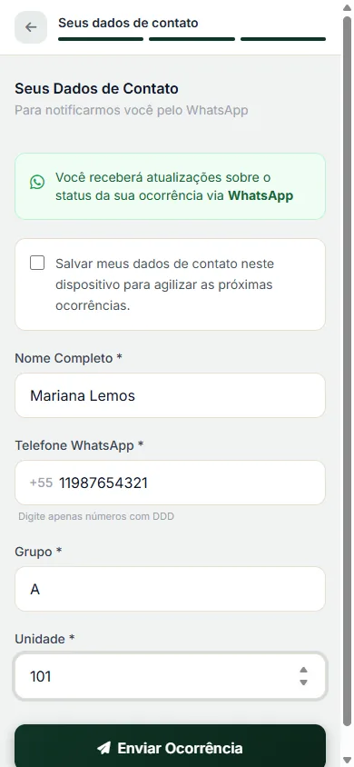 Dados de contato