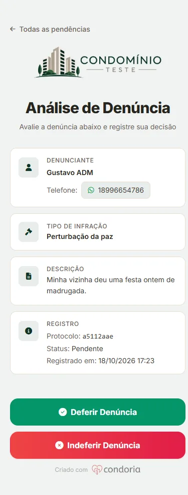Análise de denúncia