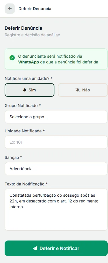Deferir com sanção
