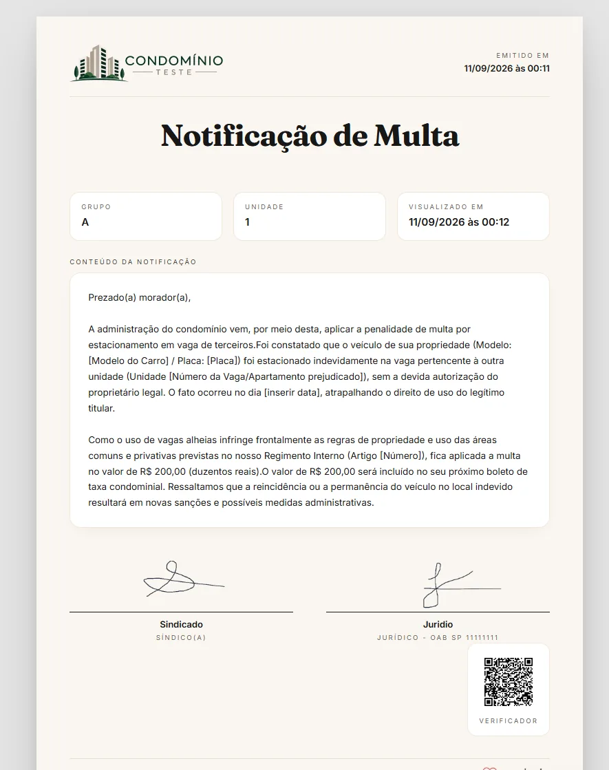 Notificação de multa