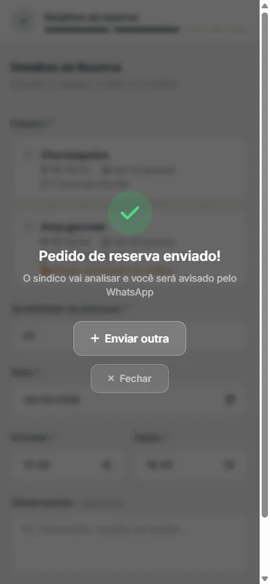 Pedido de reserva enviado