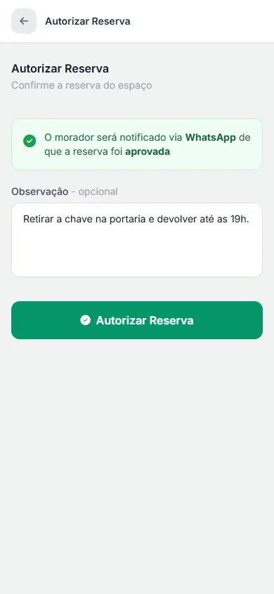 Autorizar a reserva