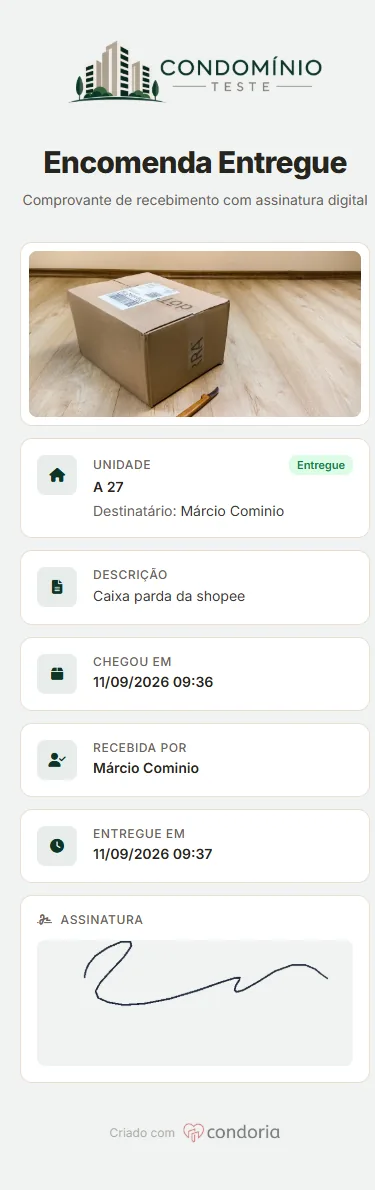 Comprovante de entrega